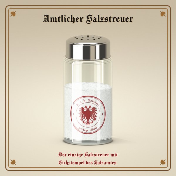 Amtlicher Salzstreuer mit dem Eichstempel des Salzamtes